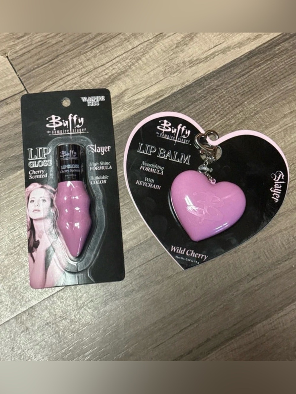 Buffy the Vampire Slayer 2pc Cherry Lip Gloss Balm Keychain Set